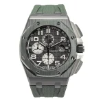 Audemars Piguet Royal Oak Offshore 26400IO Titanium Ceramic Bezel Grey Dial Green Rubber Strap