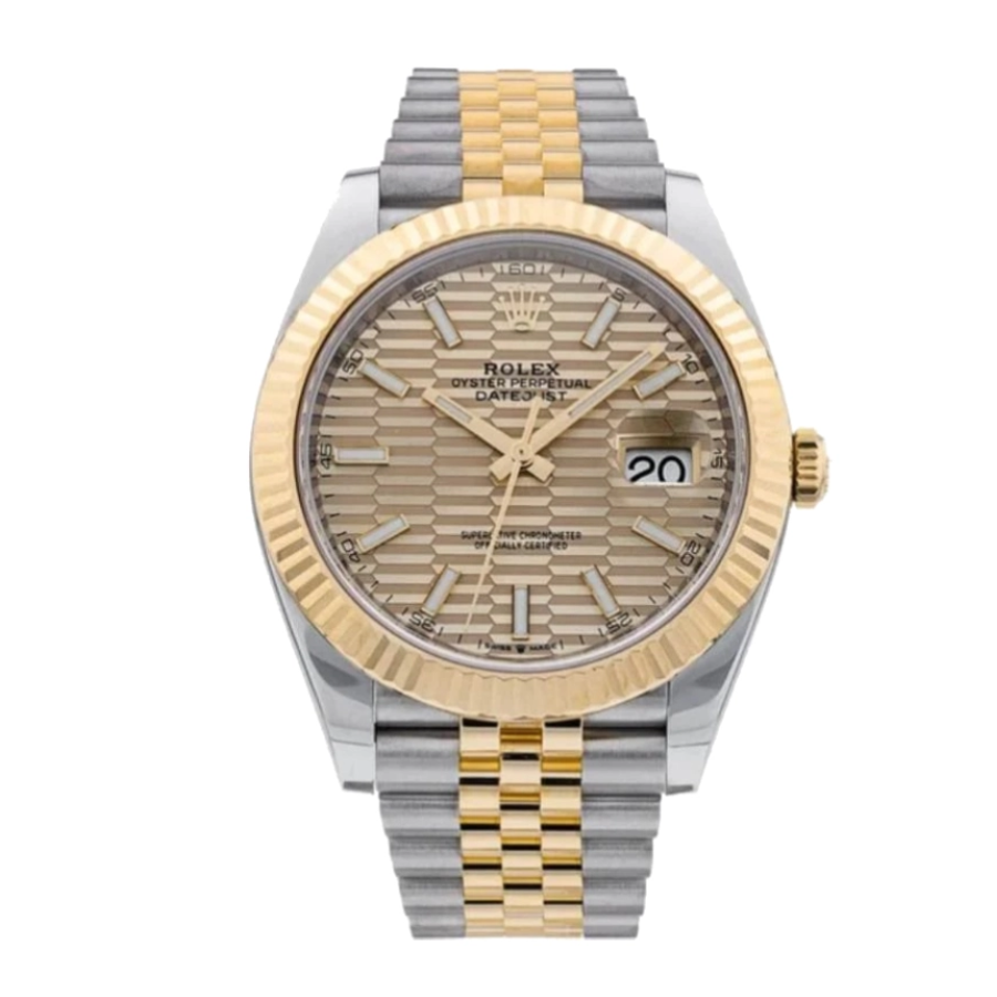 Rolex-Datejust-41-126333-Gold-Motif-Replica Rolex Datejust 126333 Yellow Rolesor Gold Motif Dial - Image 1