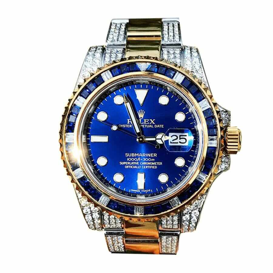 Rolex-Submariner-18038-Iced-Out-Blue-Dial-Replica Rolex Day-Date 18038 Onyx Dial - Image 1