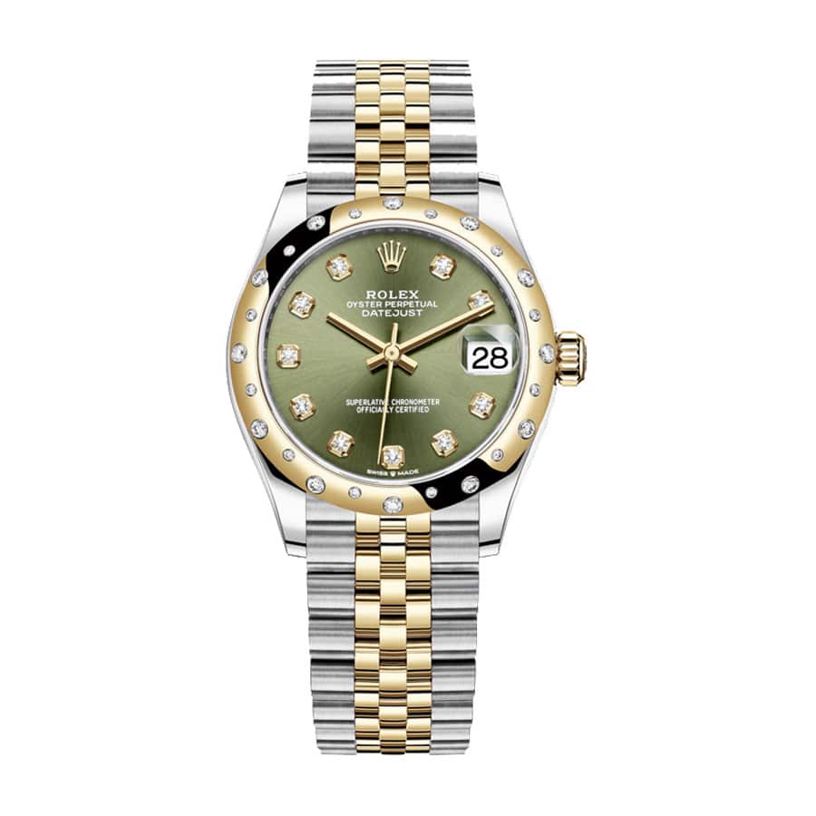 rolex-datejust-278273-31mm-yellow-gold-automatic-olive-green-set-with-diamonds-dial Rolex Datejust 278273 Olive Green Diamonds Dial Jubilee - Image 1