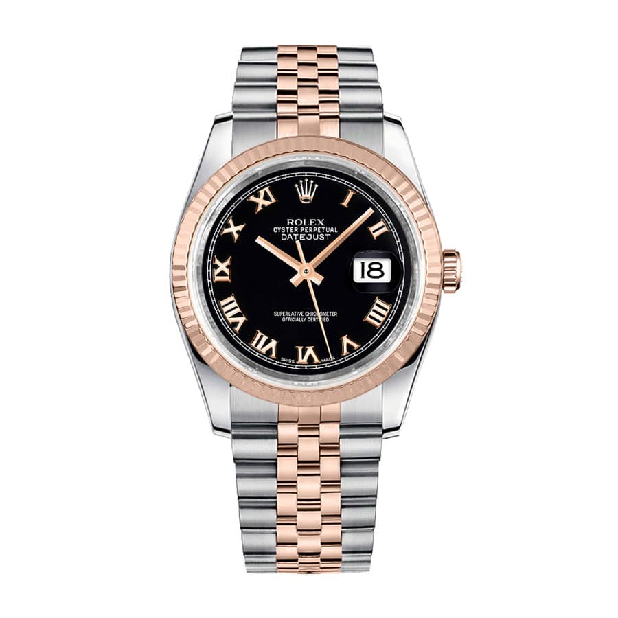 rolex-datejust-36-black-roman-numeral-dial-watch-116231-jubilee-replica Rolex Datejust 126231-0085 Black Roman - Image 1