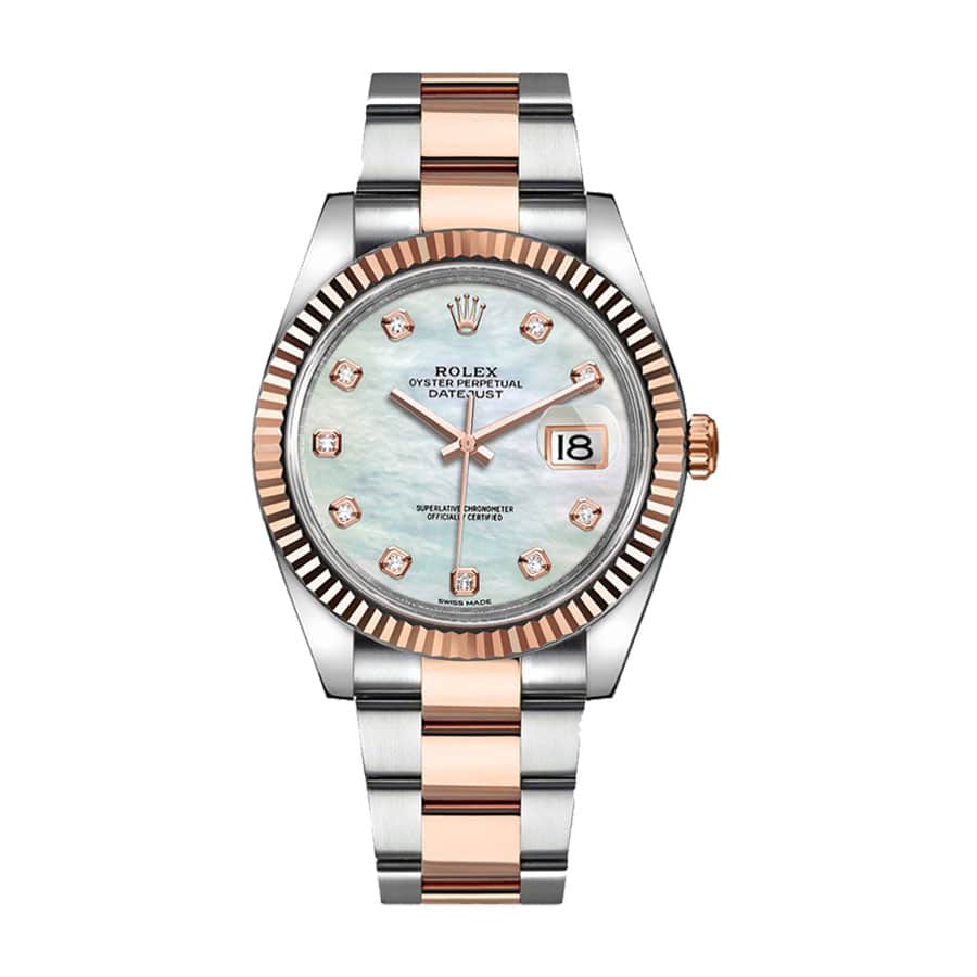 rolex-datejust-41mm-126331-everose-gold-automatic-mother-pearl-diamond-dial Rolex Datejust 126231 Everose Two-Tone - Image 1