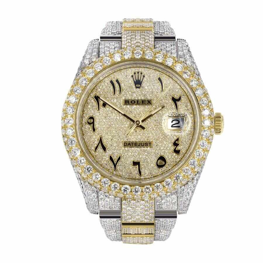 rolex-datejust-two-tone-yellow-gold-arabic-dial-iced-out-116300-replica Rolex Day-Date 116300 Arabic Dial - Image 1