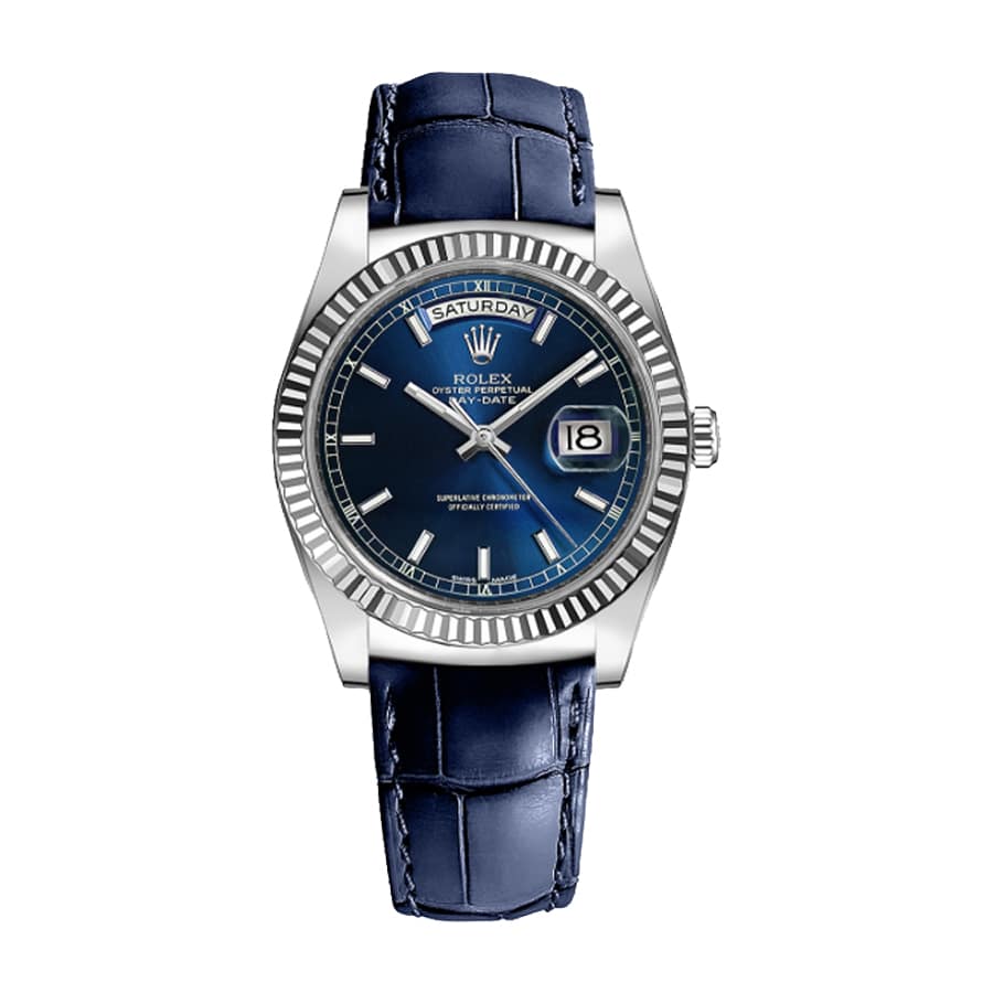 rolex-day-date-118139 Rolex Day-Date 118139-0004 Blue Dial Leather Band - Image 1