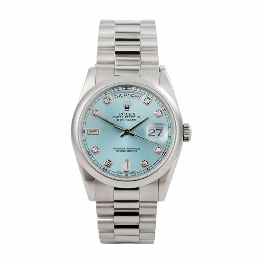 rolex-day-date-ii-218206-v6-stainless-steel-blue-dial-replica Rolex Daytona 116506 Ice Blue - Image 1