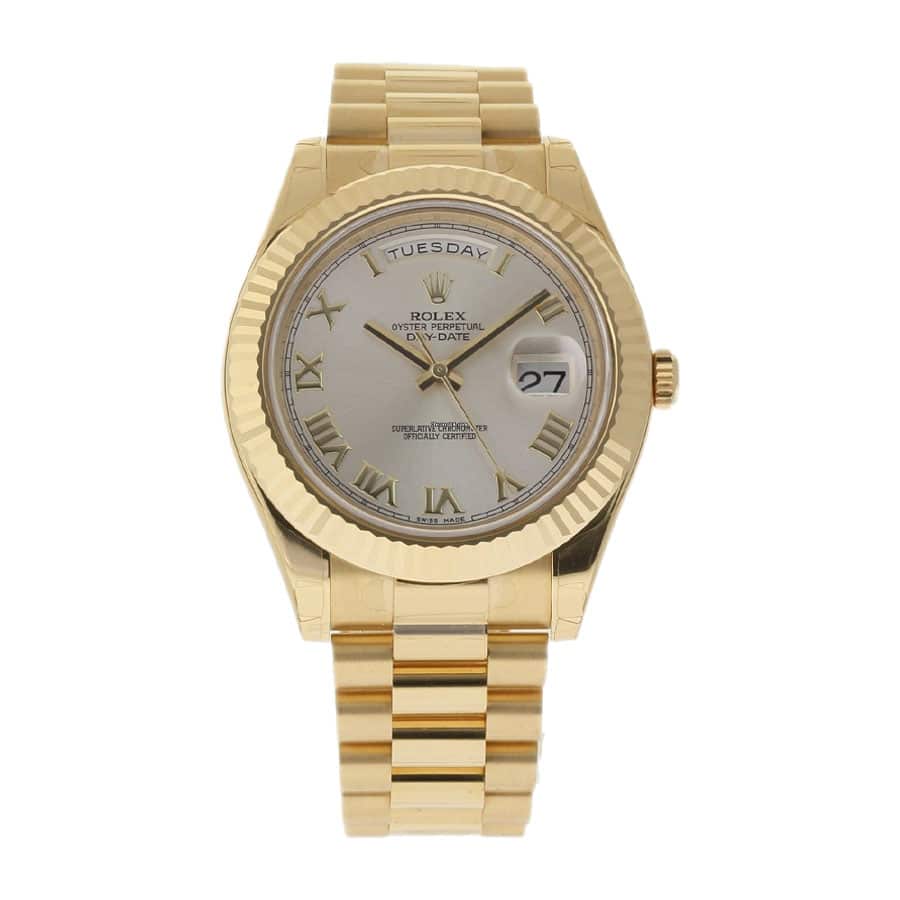 rolex-day-date-ii-collection-gold-silver-white-dial-21823834 Rolex Day-Date 218238 Presidential White Dial - Image 1