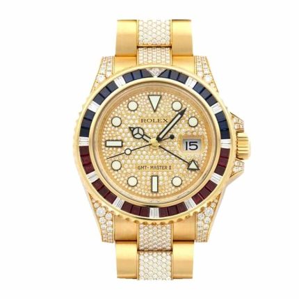 Rolex GMT-Master II 116758 SARU Iced Out Yellow Gold Diamonds Dial