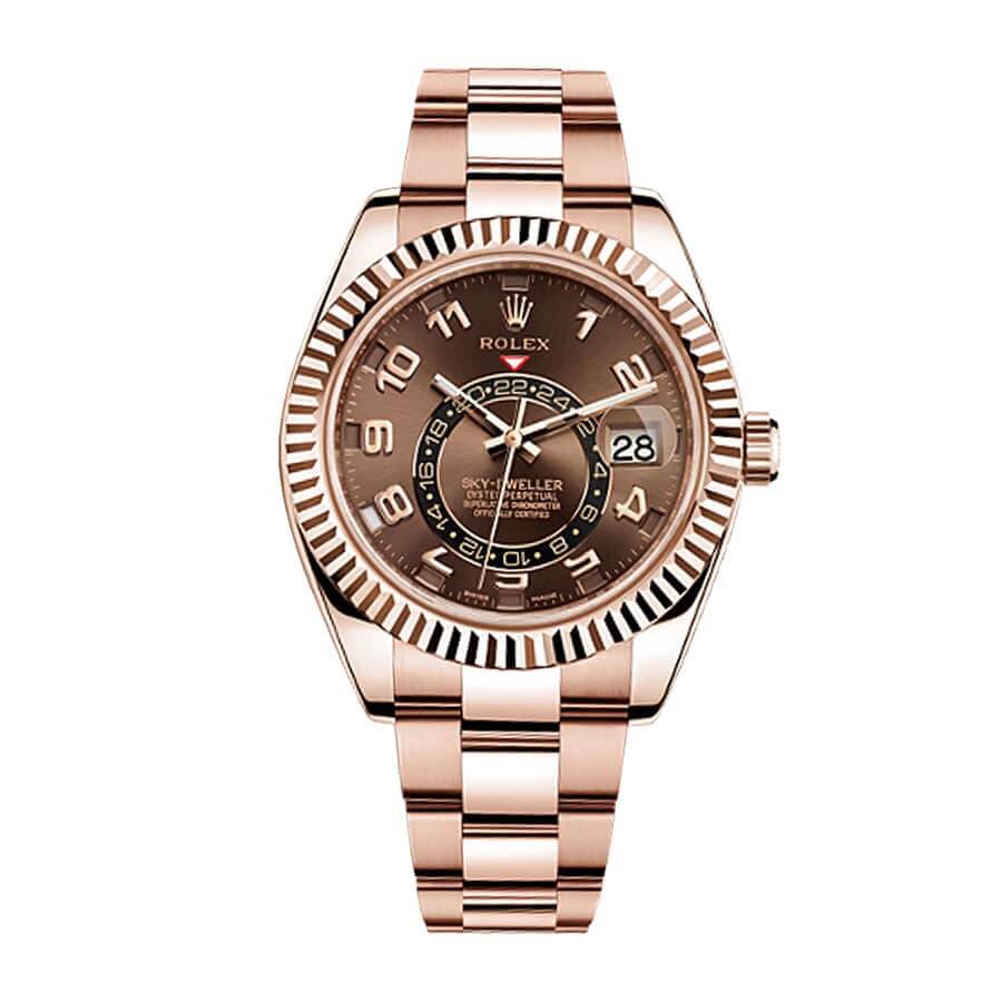 rolex-sky-dweller-chocolate-dial-rose-gold-326935-replica Rolex Sky-Dweller 326935 Rose Gold Chocolate Dial - Image 1