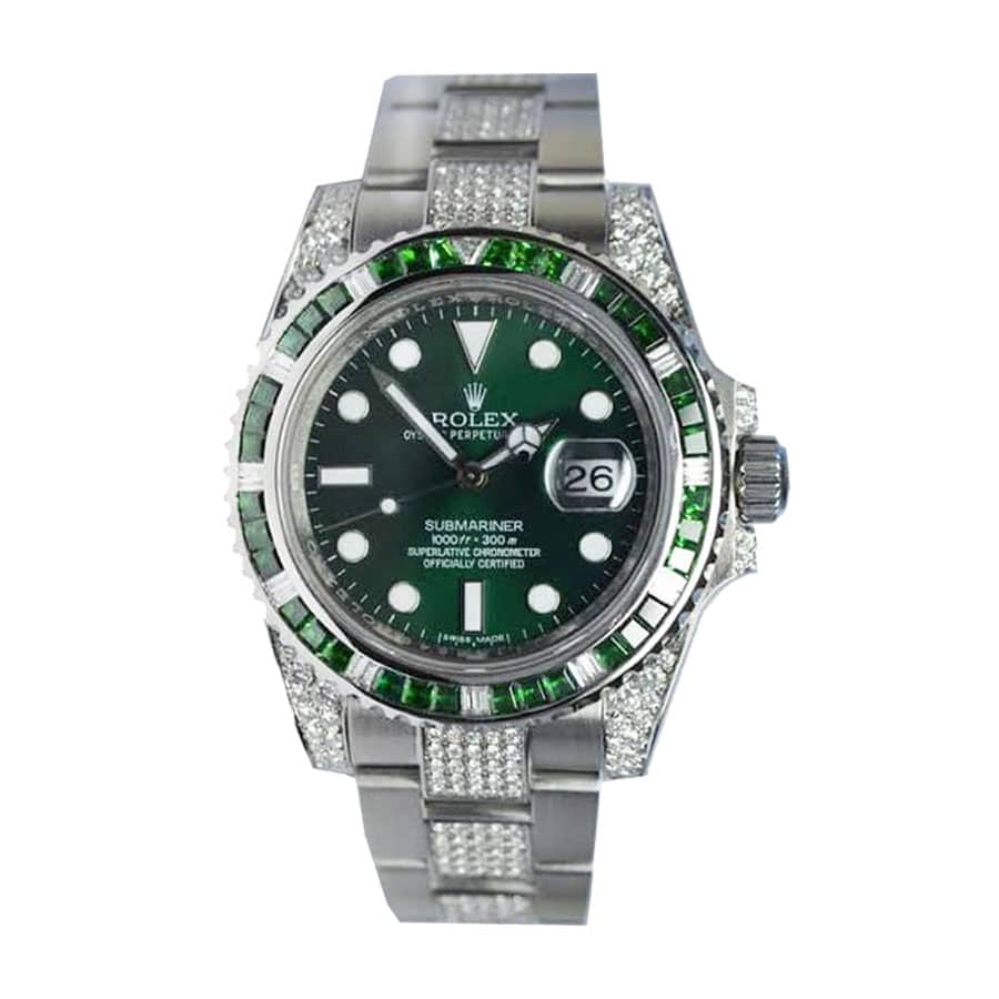 rolex-submariner-hulk-116610lv-diamond-green-dial-iced-out-replica Rolex Submariner 116610LV Hulk Iced Out - Image 1